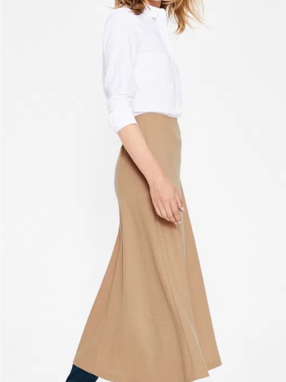 Boden British Tweed A-Line Maxi Skirt, Camel color
